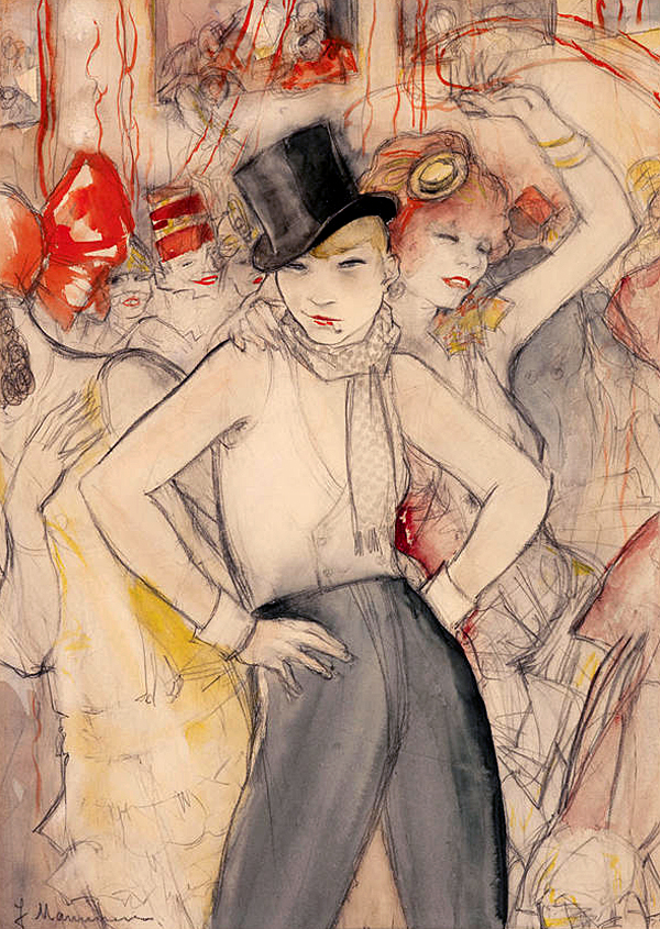 "Sie Repräsentiert" (She represents) Jeanne Mammen. Watercolor & pencil, 1928.
