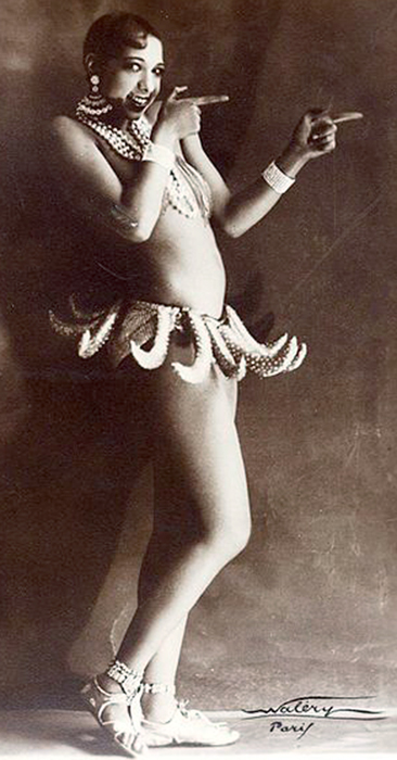 The American dancer Josephine Baker in her Banana Skirt at the Folies Bergère in Paris, 1927. Photo by Lucien Waléry.