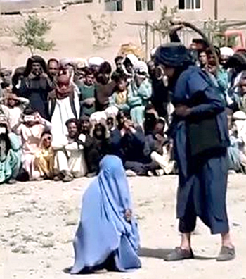 Late 2020 in Herat Province Afghanistan, a girl accused of “immoral relations” for talking to a man on the phone, receives 40 lashes from the Taliban.