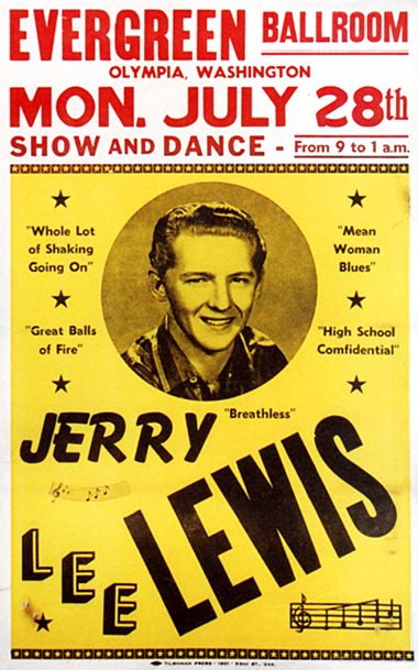 Jerry Lee Lewis concert poster, 1958.