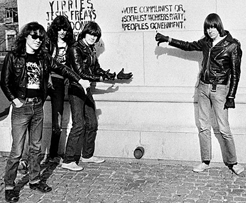 The Ramones. Washington Square, 1976. Photographer unknown. "Don't talk to commies, eat kosher salamis."
